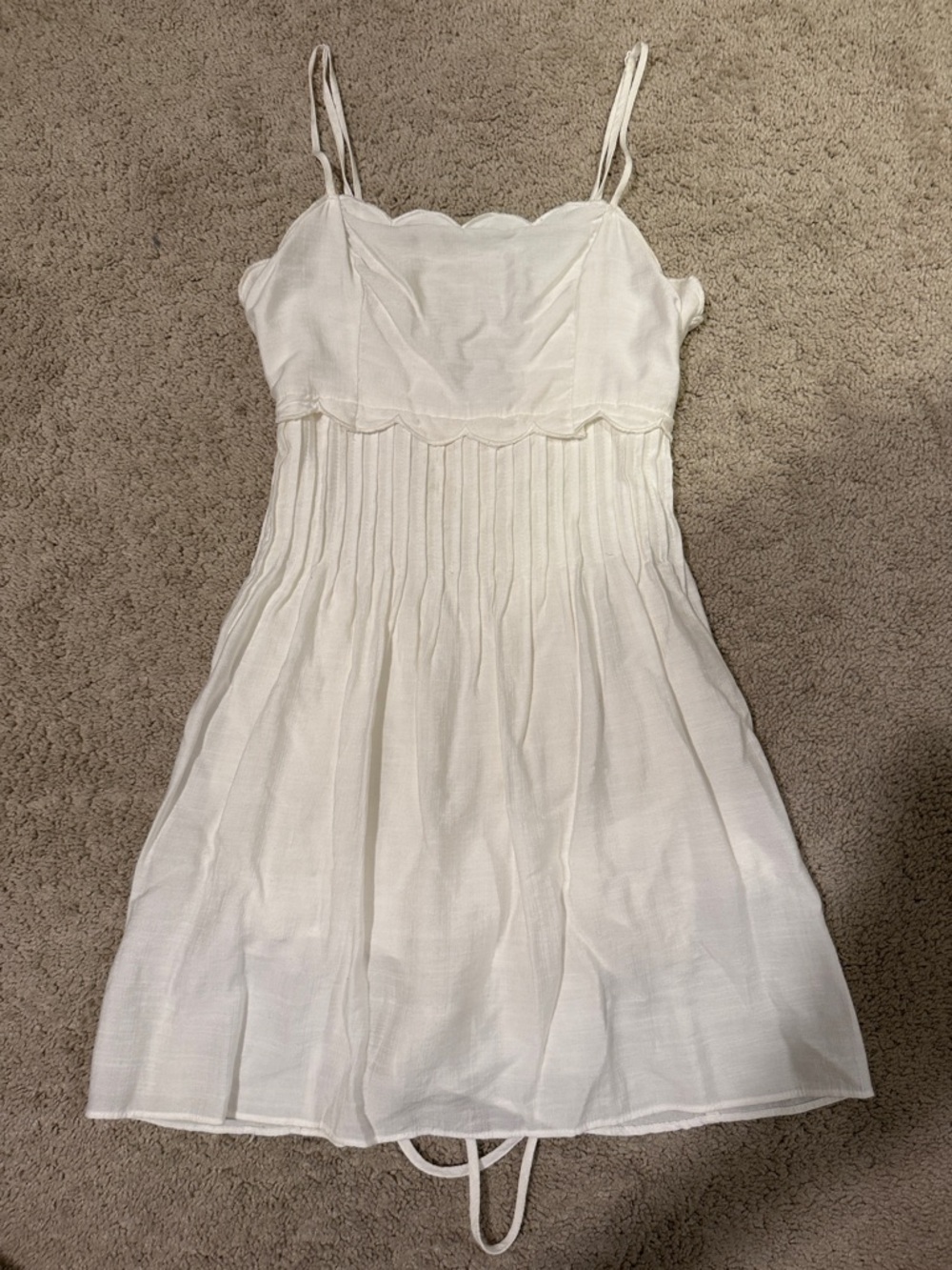 Mustard Seed White Mini Dress with Scallop Bodice
